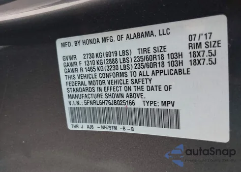 2018 Honda Odyssey Ex-L from USA, damaged, VIN 5FNRL6H76JB025166